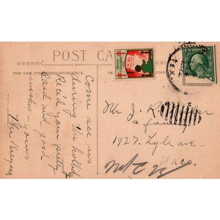ZAYIX US Postcard Christmas Seal WX31 (1923) Texas Duplex Cancel 0324M0339