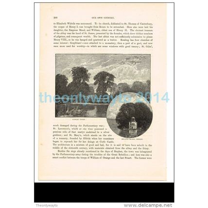Fawley Court & Regatta Island, Henley, Berkshire, England, Book Illustration (