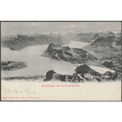 Bürgenstock und Vierwaldstättersee, 1906 - Moor AK