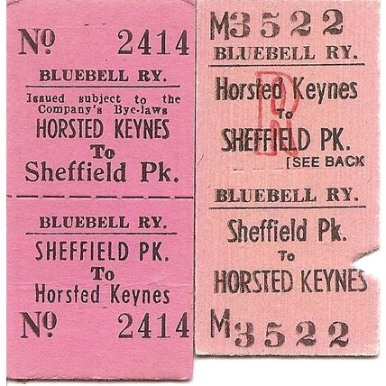 Bluebell Railway Edmondson Tickets - Horsted Keynes to Sheffield Park x 2