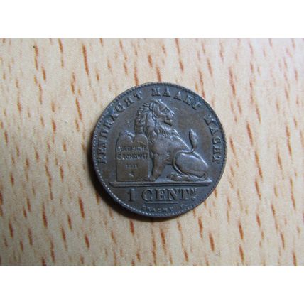 Belgium 1907 1 Centime Belgie (Dutch - Flemish Text) Coin