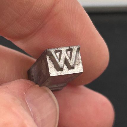 Letterpress letter W 18pt Hot metal Type Linotype Printing Font Display Gift GC