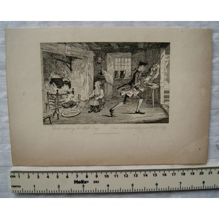 1836 engraving: Caleb catering for Wolf's Crag - George Cruikshank