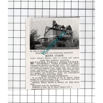 Bradfield Walmer Kent - 1927 Small House Sale Advert