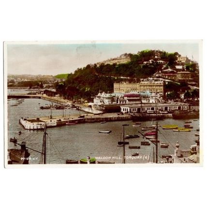 Postcard "Waldon Hill, Torquay (6)" + Empire Exhibition Slogan Postmark 1938