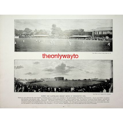 CRICKET MATCHES AT LORDS & THE OVAL, (OAKHAM, Reverse), Book Illustration, c1897