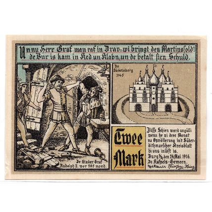 1916 Germany Burg Notgeld 2 Mark Note (1289)