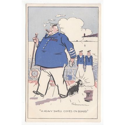 A Heavy Swell on Board Naval Comic Funny Postcard Eagle Steamer Publications