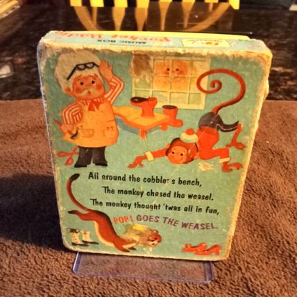 Old Vintage Fisher Price Pocket Radio Pop Goes The Weasel 6" Tall Working 1972