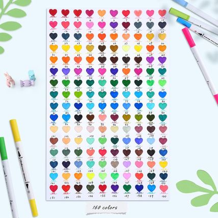 Ohuhu Markers for Adult Coloring Books No Bleeding 160 Colors Water-Based Dual T