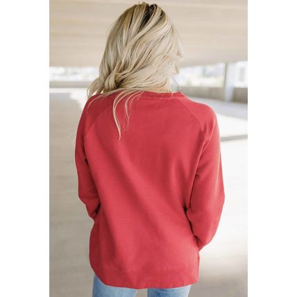 Fiery Red Chenille MERRY Christmas Raglan Sleeve Sweatshirt