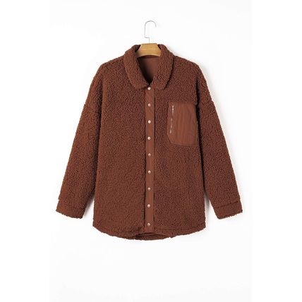 Red Clay Faux Shearling Teddy Bear Jacket
