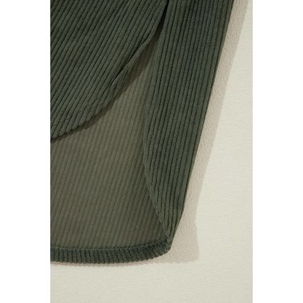 Jungle Green Oversized Corduroy Contrast Hooded Shacket