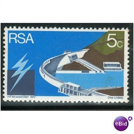 South Africa 1972 - SG 308 - 5c Aerial view of Hendrik Verwoerd Dam MH