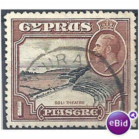 Cyprus 1934 SG136 1 Piastre Black & Brown Fine Used.