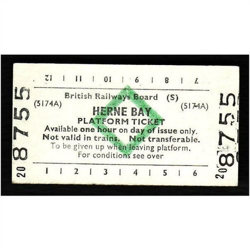 Railway Platform Ticket HERNE BAY BRB(S) Green Diamond Edmondson