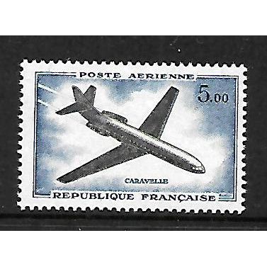 FRANCE 1960 5F AIR SUD AVIATION CARAVELLE BLACK & BLUE SG 1459 M MINT