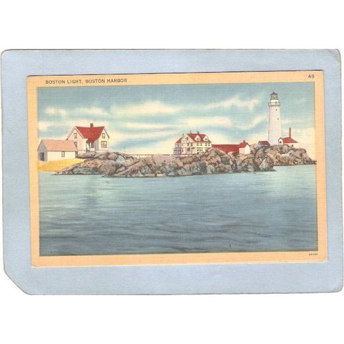 MA Boston Harbor Lighthouse Postcard Boston Light lighthouse_box1~400
