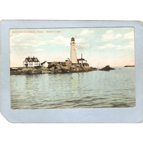 MA Boston Harbor Lighthouse Postcard Boston Light lighthouse_box1~404