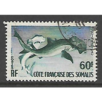 FRENCH SOMALI COAST 1958 ANIMALS FISHES BIRDS 60F SMOOTH HAMMERHEAD SG 445 FU