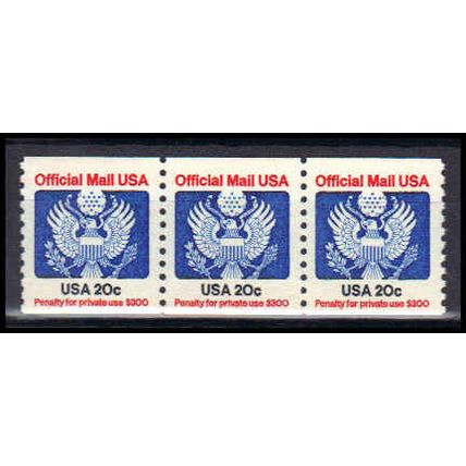 O135 20c Eagle Very Fine MNH Strip of 3 KA2024
