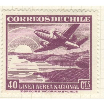 Chile 1950 (Air) - 40c purple - Airmail - unused