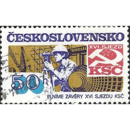 CZECHOSLOVAKIA, Surveyor, blue & gold 1983, 50h