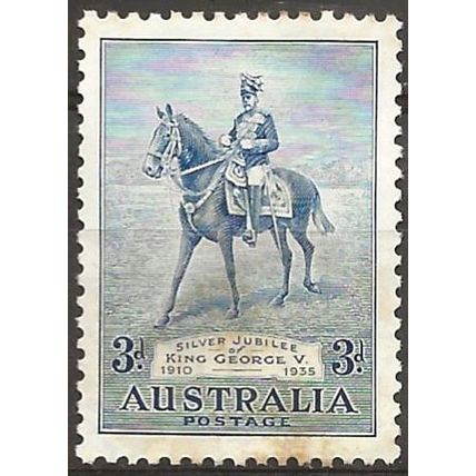 Australia 1935 SG157 3d Blue Silver Jubilee (slight toning) Mounted Mint .