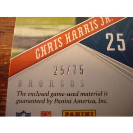2019 Panini Phoenix, Patch, #'d 25/75, CHRIS HARRIS Jr, Veteran, Broncos