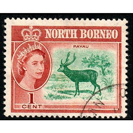 Malaysia North Borneo 1961 Queen Elizabeth II Animal Payau 1c Used Stamp QE II .