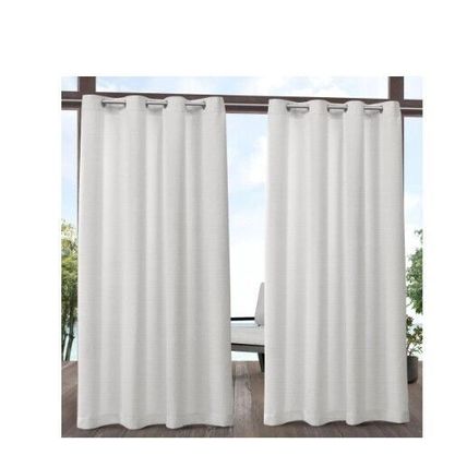 EXCLUSIVE HOME Aztec White Solid Light Filtering Indoor/Outdoor 54"W x 120"