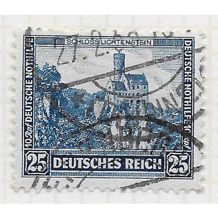 EMPIRE GERMANY 1932 CHARITY BUILDING LICHTENSTEIN CASTLE 25Rpf USED Mi 477