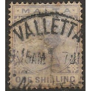 Malta 1880 SG29 1/- Pale Violet Wmk Crown CA Good Used FILLER ..
