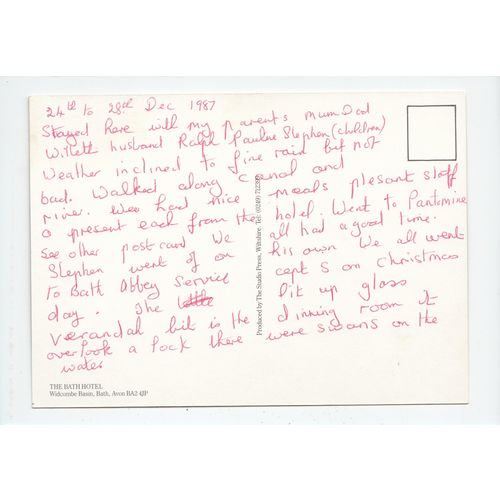 The Bath Hotel Widcombe Basin Bath Postcard BA2