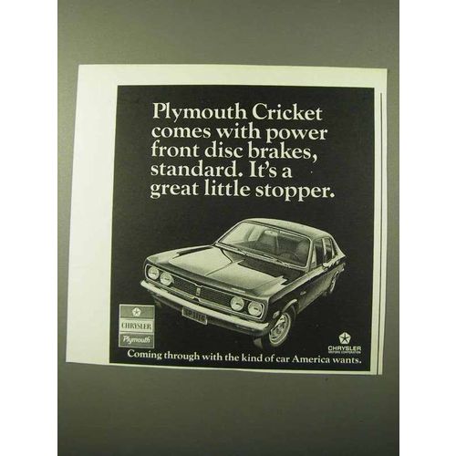 1971 Plymouth Cricket Car Ad - Power Front Disc Brakes