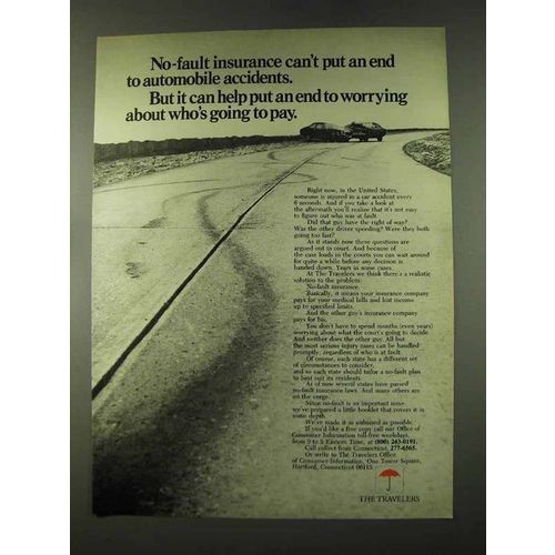 1973 Travelers Insurance Ad - No-Fault Automobile