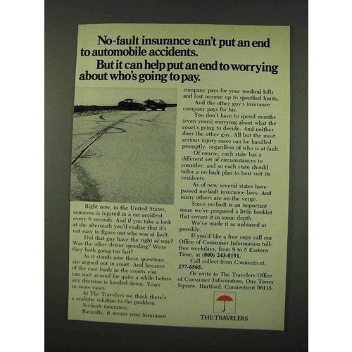 1973 Travelers Insurance Ad - No-Fault Insurance