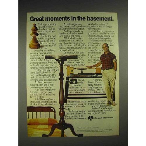 1977 Rockwell International Gap Bed Wood Lathe Ad