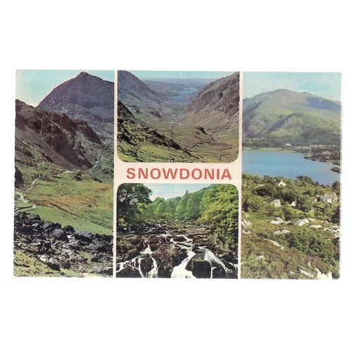 SNOWDONIA Wales vintage used postcard multiview by Dennis 1978 postmark =