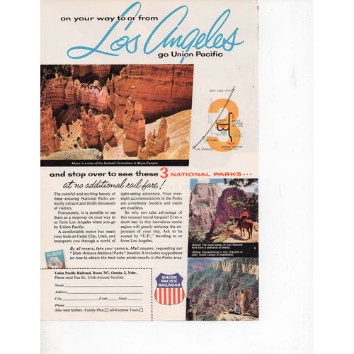 Union Pacific Railroad vintage Full Page Print Ad April 1957