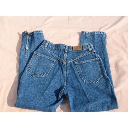 Womens Lee Blue Jeans 9 Medium Straight Leg 26 Waist Zippers Vintage