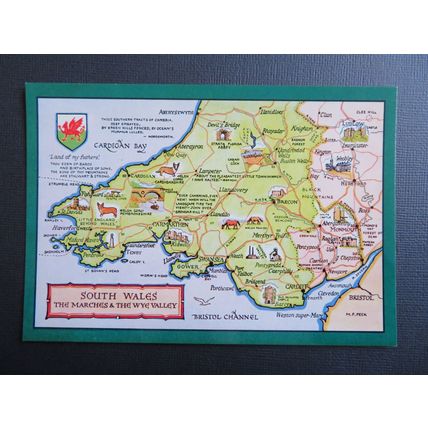 The Marches & Wye Valley, Carmarthenshire, South Wales Map Postcard