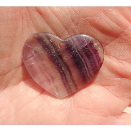 F Fluorite Heart Gemstone Touch Stone 1.275 Inch Energy Work Pendant