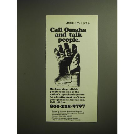 1974 Omaha Economic Development Council Ad - Call Omaha and talk people