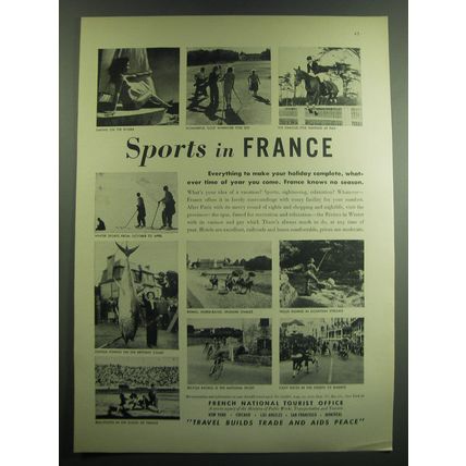 1949 French National Tourist Office Ad - Sports in France