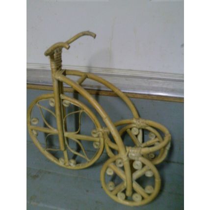 Wicker Rattan Tricycle plant holder / doll