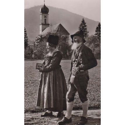 Oberammergauer Tracht German Passion Costume Play Real Photo Vintage Postcard