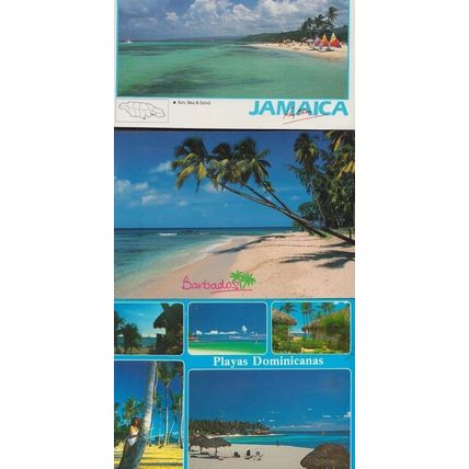 Barbados Beach Walking Jamaica Playa Dominicanas 3x Postcard s