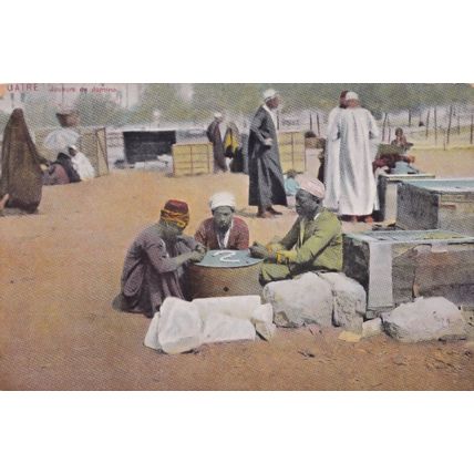 Playing Dominoes Asian Board Game In Cairo Antique Egyptian Postcard