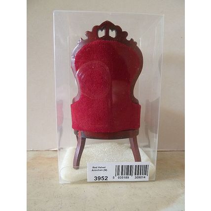 MINIATURE 1:12 SCALE DOLLS HOUSE RED VELVET ARMCHAIR - DOLLS HOUSE EMPORIUM